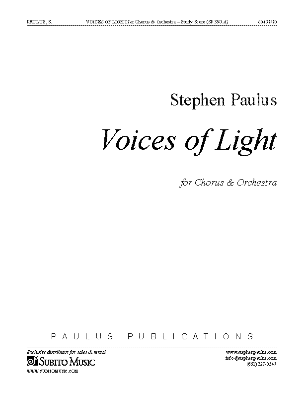 Voices of Light (study score) for Chorus & Orchestra - Click Image to Close